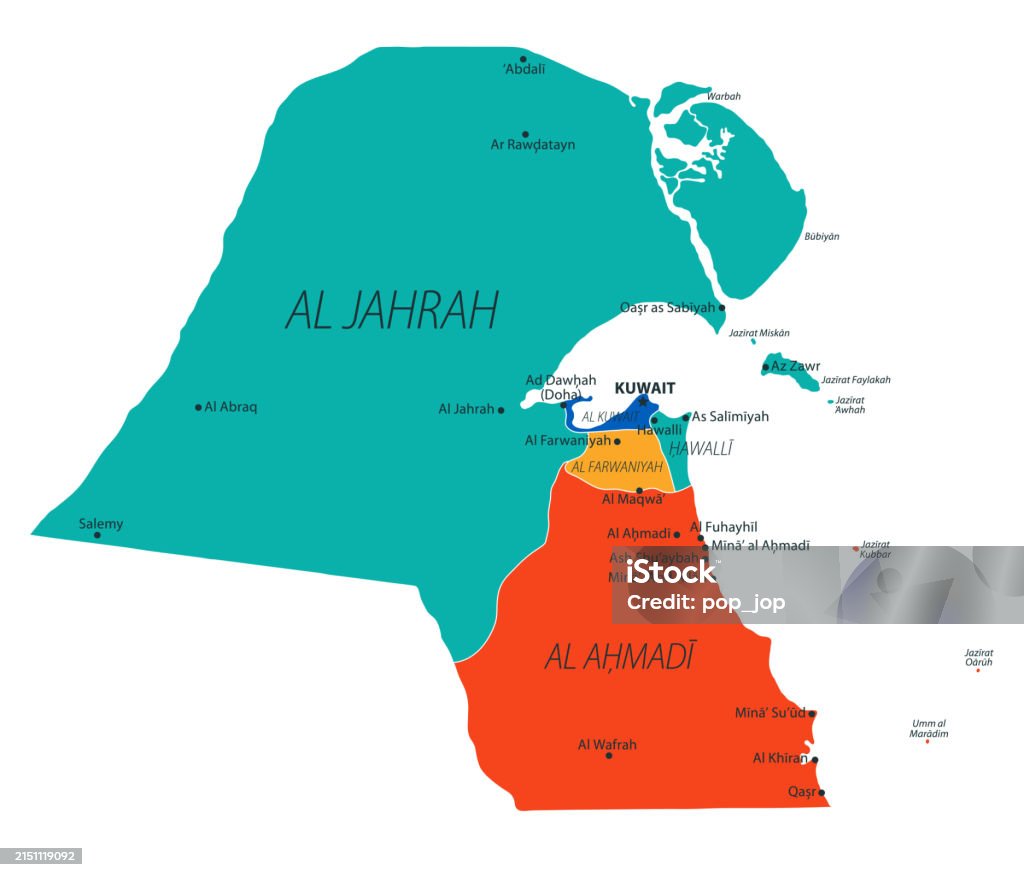 Kuwait Map Vector Colored Map Of Kuwait Stock Vektor Art und mehr