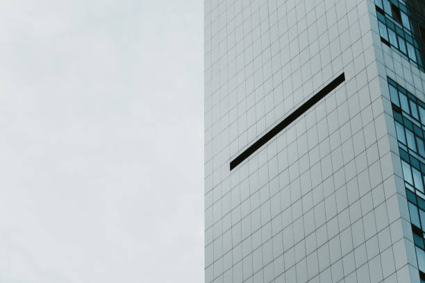 Residential building facade. Urban architecture pattern