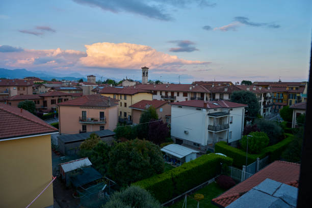 Bergamo Milan airport runway is just outside the city limit and airplanes constantly take off over the city.