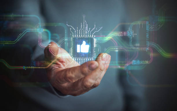 istock Productivity and rating evolution. Futuristic thumbs up icon concept 2151129946