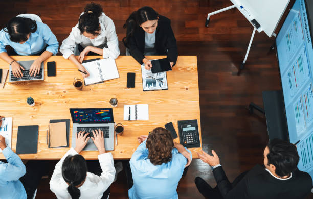 Multi ethnic diversity business people and modern business project. Habiliment