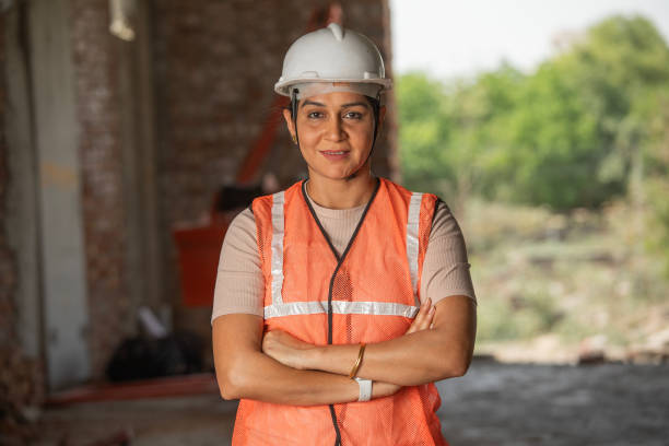 istock Portrait of Female engineer at construction site 2151130016