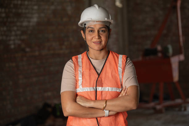 istock Portrait of Female engineer at construction site 2151130365