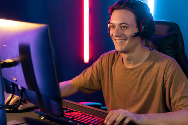 istock Host channel of smart streamer playing online game to be winner. Pecuniary. 2151130521