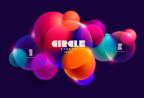 istock 3D colorful circles and balls in glass morphism style. 2151131082
