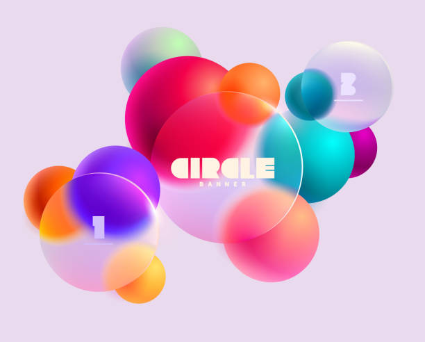 istock 3D colorful circles and balls in glass morphism style. 2151131145