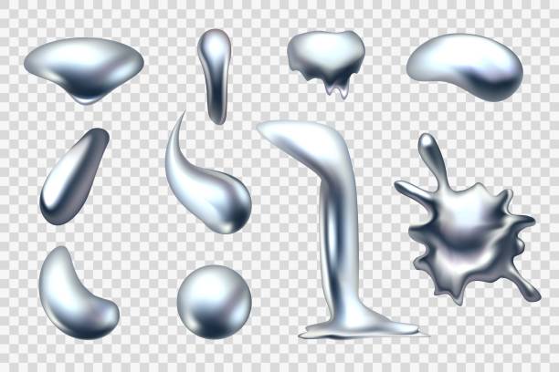 istock Liquid metal. Chrome shapes. Silver balls. 3D drop and splash. Abstract pearl spheres. Orb gradients. Quicksilver melt flow. Mercury blobs. Fluid metallic forms. Vector glossy elements set 2151132606