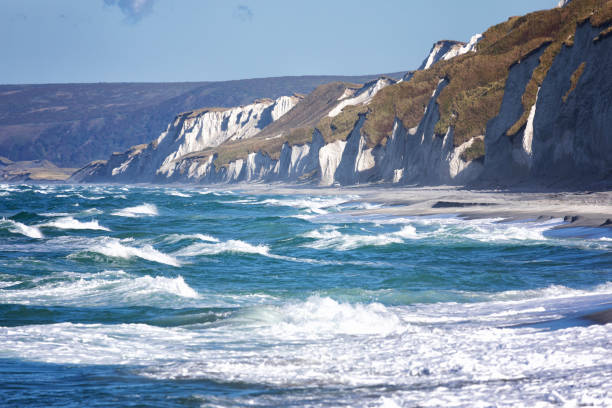 White rocks on Iturup Island, South Kuriles