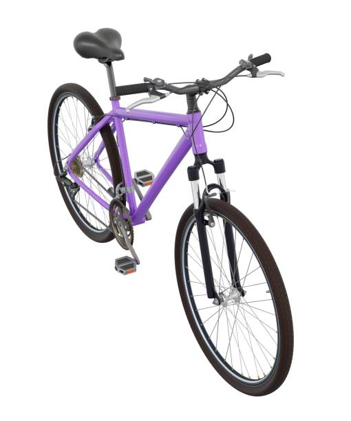 istock Purple bicycle, side top view isolated on white background, 3D illustration 2151132811