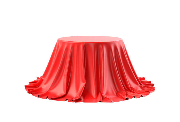 istock Round box covered with satin fabric. 3D illustration 2151133556