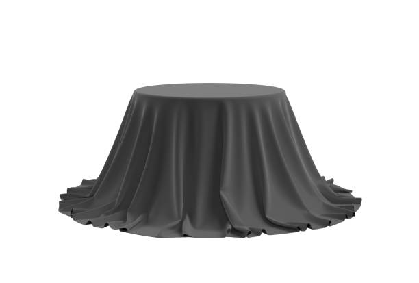 Round box covered with satin fabric. 3D illustration