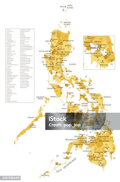 Philippine Map Color Code Philippines Map Vector Colored Map Of Philippines Stock Illustration ...