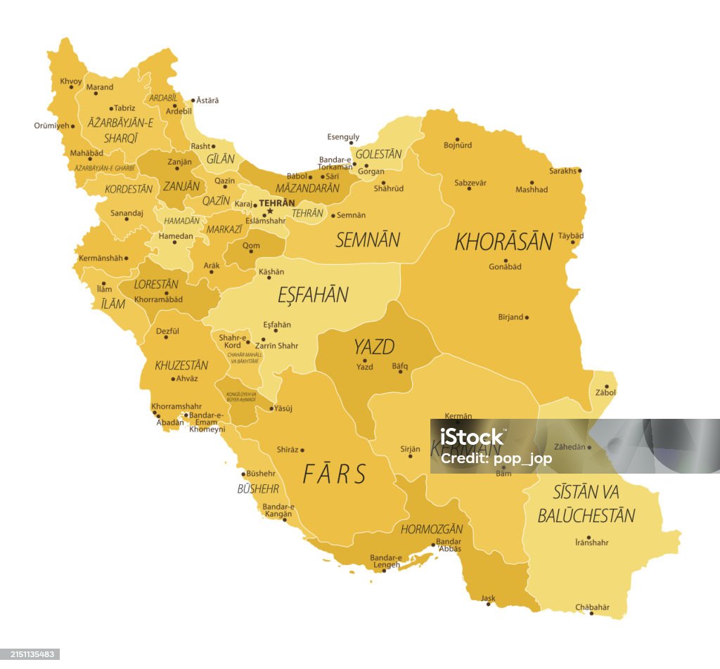 Iran Map Vector Colored Map Of Iran Stock Illustration - Download Image