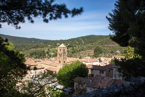 View from up to the village Moustiers-Sainte-Marie Verdon Provence France.