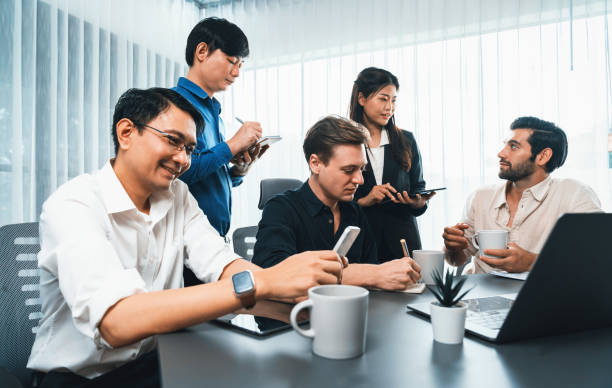 istock Group of diverse office worker employee working together. Prudent 2151141689