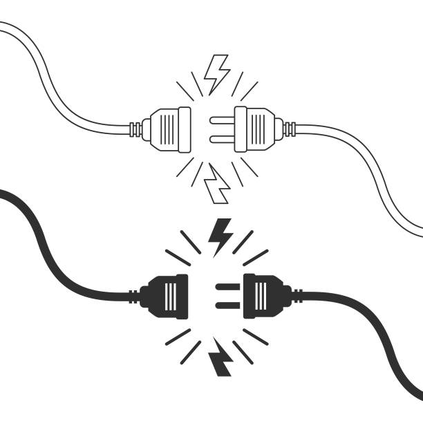 stockillustraties, clipart, cartoons en iconen met electric plug and socket unplug concept - stekker