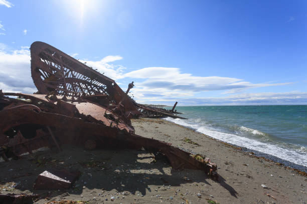 istock Wreckages on San Gregorio beach, Chile historic site 2151149164