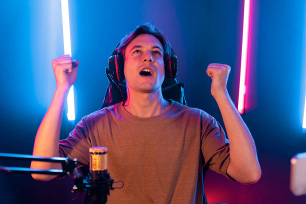 istock Host channel of smart streamer playing online game to be winner. Pecuniary. 2151150279