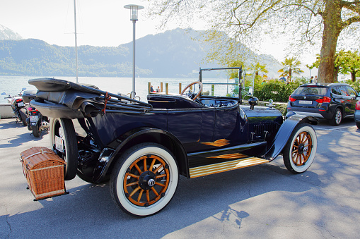 Weggis, Switzerland - May 5, 2016: Here is parked Buick passenger automobile, model year 1915. Buick is an American car, generally positioned as a premium car brand.