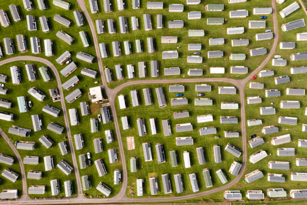 istock Aerial view directly above a large static caravan or trailer park 2151154438