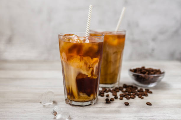 istock Ice coffee in a tall glass 2151157791