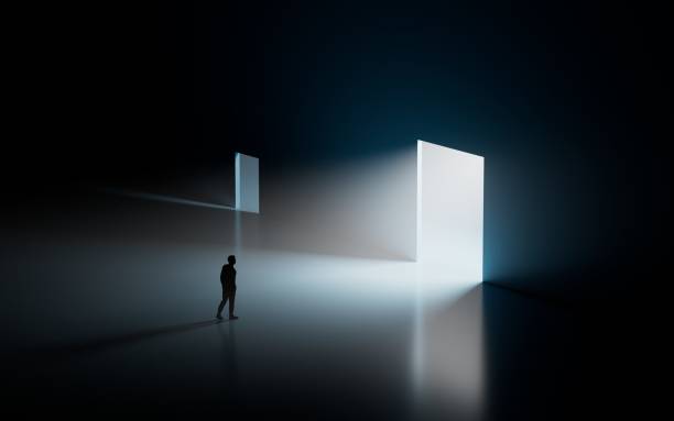 Concept of choice, making decisions, risk, adversity, doorway, pathway