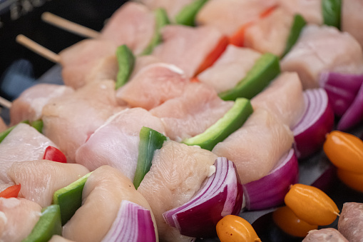 Chicken Skewers with Vegetables ready to cook