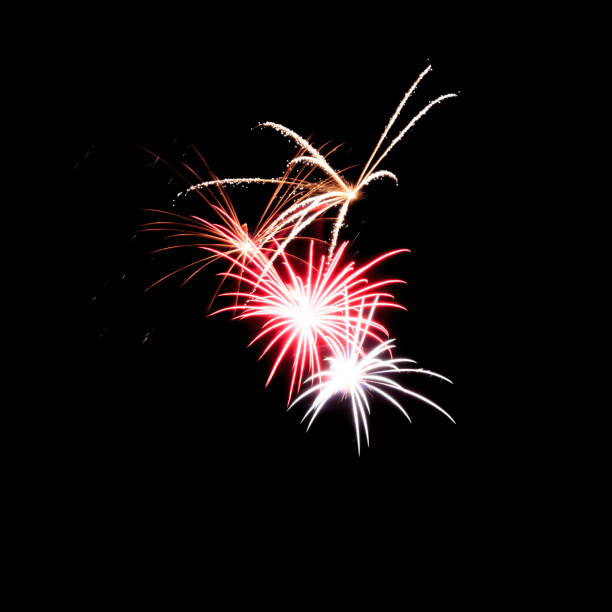 Vivid and exciting celebration fireworks exploding against a black sky.