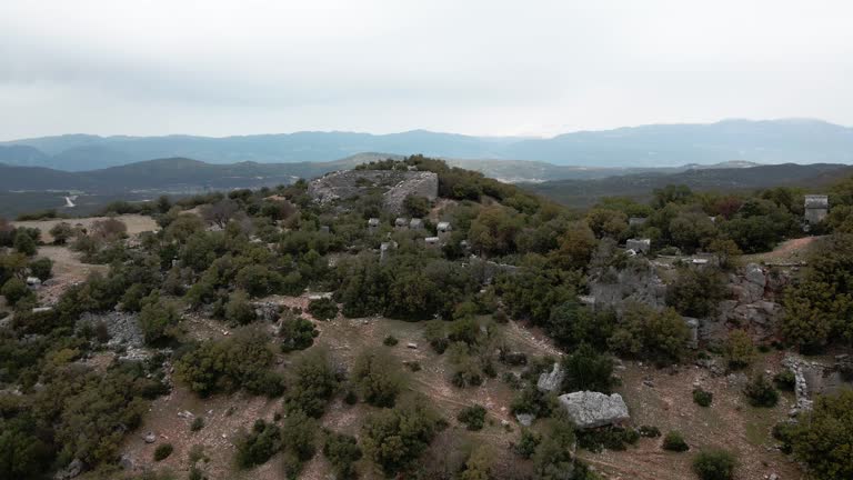 Aerial view of Kyaneai Ancient City in Demre district of Antalya, Turkey