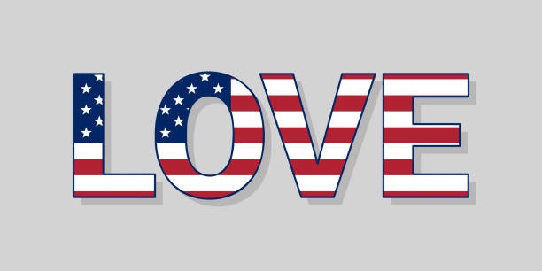 istock LOVE word in american flag colors, 4th of july vector design element 2151177235