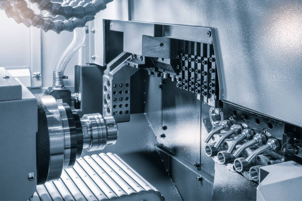 istock Manufacturing CNC professional lathe machine, Industrial concept. 2151179181