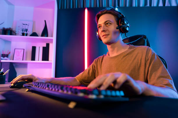 istock Host channel of smart streamer playing online game to be winner. Pecuniary. 2151179769
