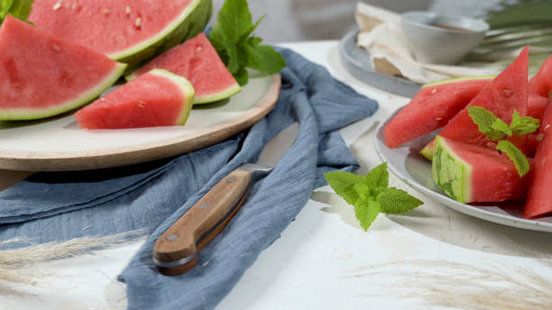 istock Fresh ripe sliced watermelon 2151187011