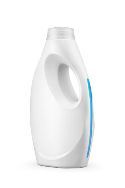 istock Liquid laundry detergent soap in blank plastic bottle with handle isolated on white. 2151191748