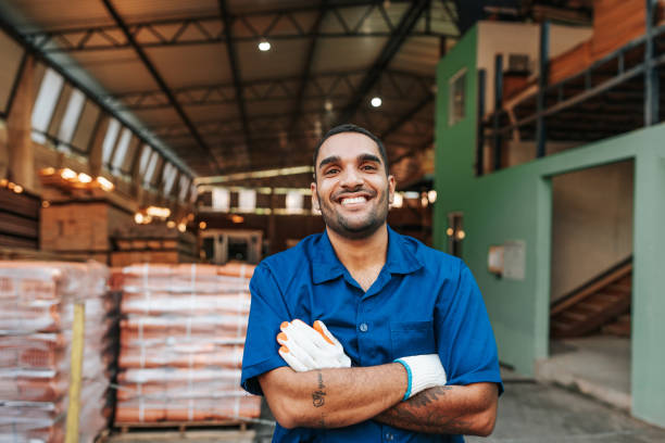 Portrait of a construction material warehouse worker