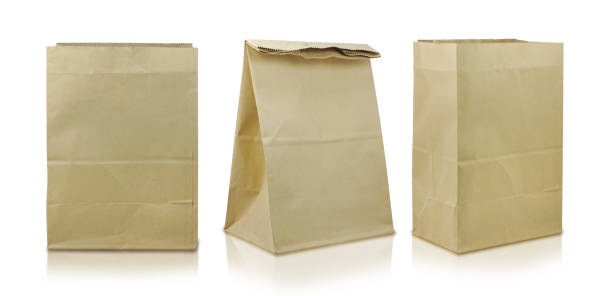 istock Folded paper bag isolated on white background 2151196376