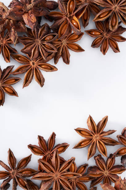 istock Star anise spice creative atmosphere on white background 2151199999