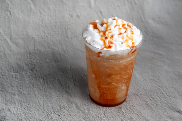 istock Freshly made caramel macchiato flavored frappe 2151200044