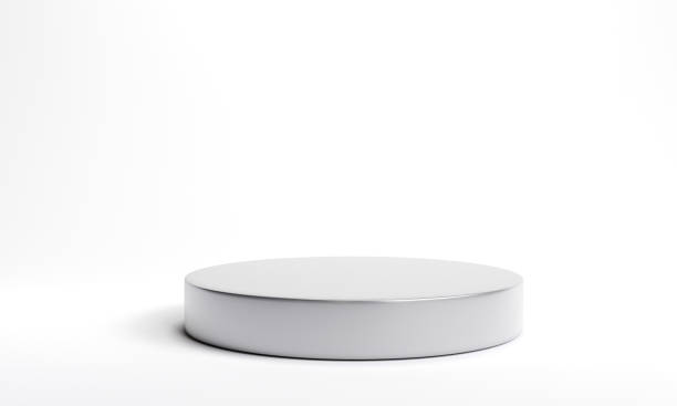 istock Platforms pastel. minimal scene with white podiums 2151200219