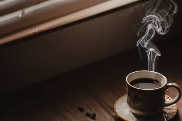 Refreshing hot cup of coffee at a cafe