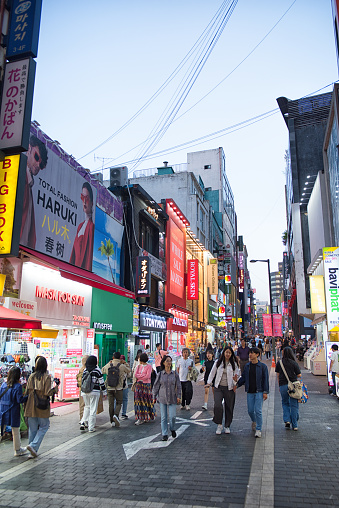 Seoul, Korea - May 2nd 2024, It is Myeongdong, the most popular shopping street at Downtown Seoul during Seoul Festa 2024 in Korea. 서울페스타 2024