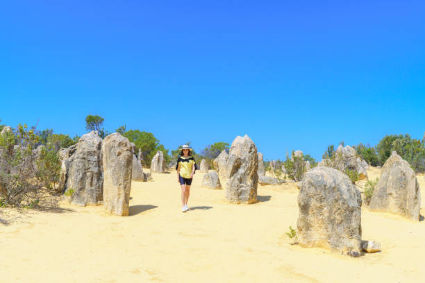 istock The Pinnacles: Limestone Formations with a Young Woman Tourist 2151214951