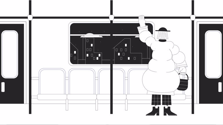 Train passenger bw lo fi animation