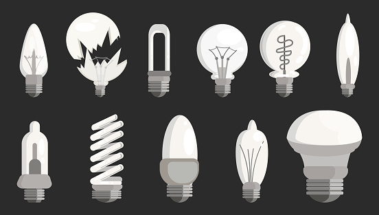 various types of glass bulb lamps