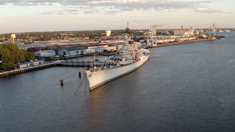 Battleship New Jersey - Aerial View 4K Drone Video