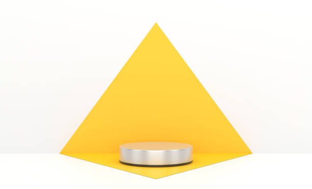 Empty Yellow Pedestal Podium Stage