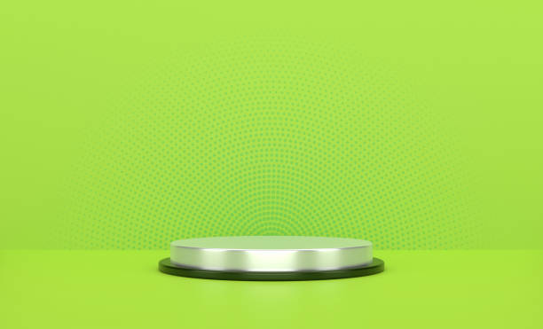 istock Empty Green Pedestal Podium Stage With Halftone 2151217228