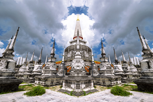 Wat Phra Mahathat, Ancient and famous ancient sites of Nakhon Si Thammarat Province, Thailand, Mar 8, 2023.