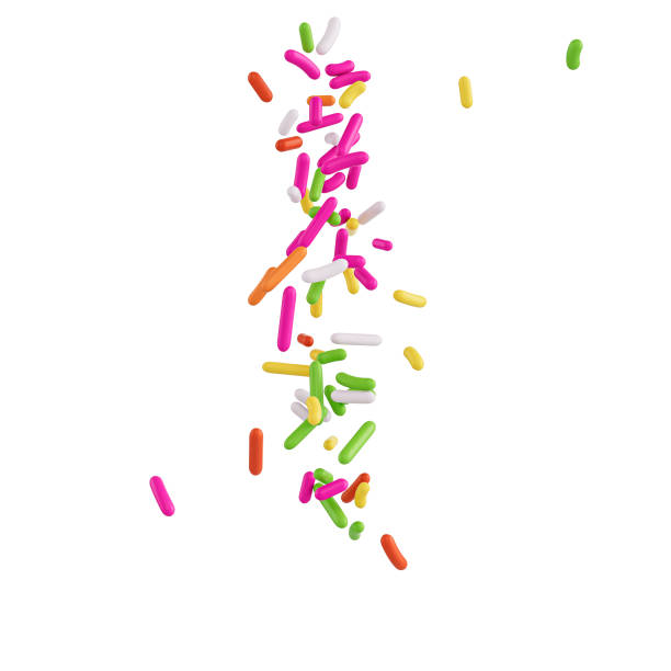 istock Colorful Sprinkles For Cakes And Bakery Items Falling From Top On White Background 3D Illustration 2151221306