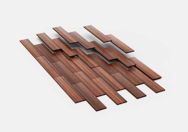 High Quality Seamless Realistic Brown Wooden Planks Isolated On White Background 3D Illustration